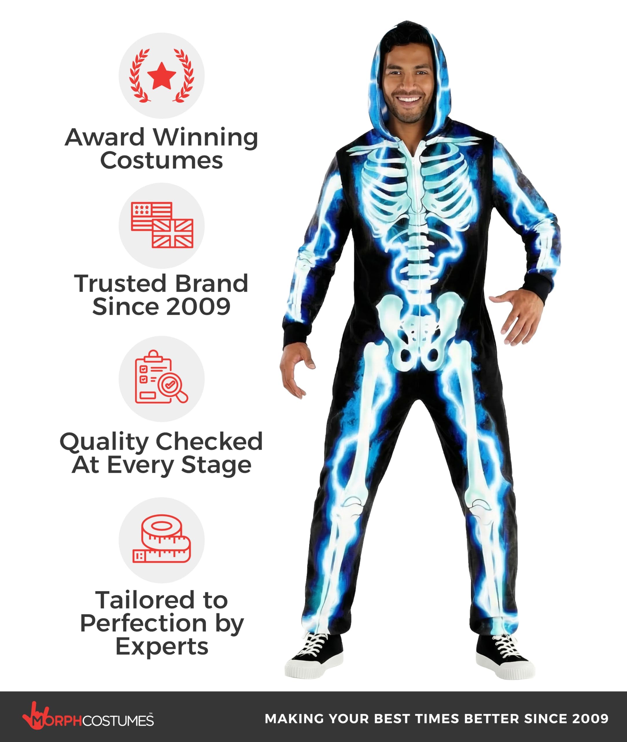 Morph Disfraz Esqueleto Hombre, Disfraz Halloween Hombre