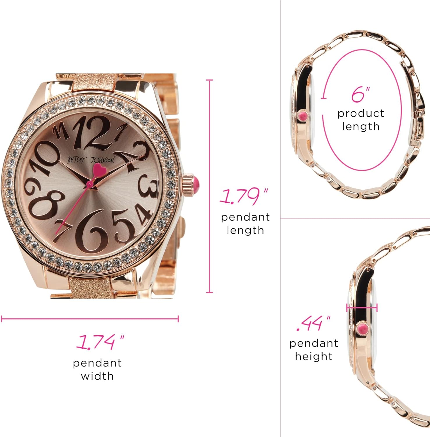Miniatura 4 de Betsey Johnson BJWS001 - Reloj de pulsera con correa de eslabones y pulseras apiladas
