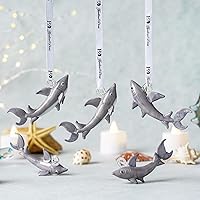 Vista 4 de Adorno de tiburón de vidrio soplado para decoración del hogar colgante, adorno de vidrio para el mar, el océano, la playa y la costa, regalos