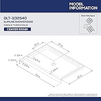 Vista 43 de DreamLine SlimLine DLT-1134420-22 - Base de ducha con drenaje central de 34 pulgadas de profundidad x 42 pulgadas de ancho x 2 3/4 pulgadas de alto