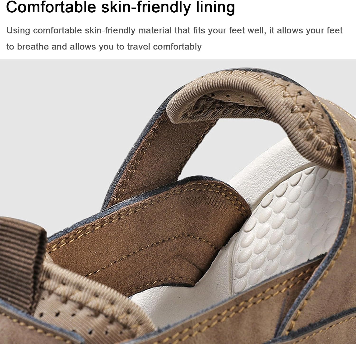 メンズ クローズドトゥサンダル 夏用ビーチシューズ カジュアル 通気性メッシュ トレッキング ウォーキング ハイキングサンダル,Kh