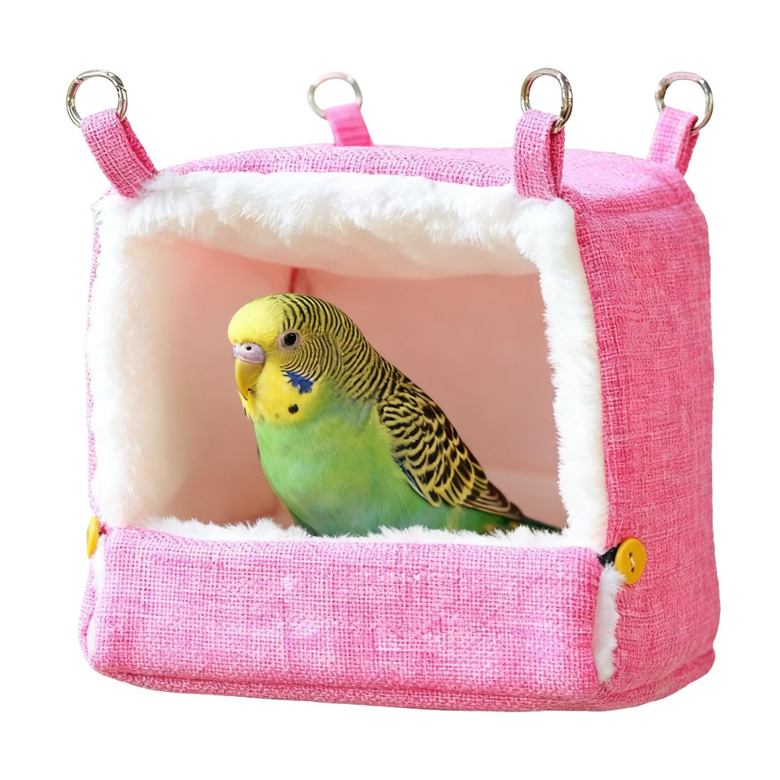 Bird Bed - Parrot Bed With 5 Heating Temperature | Cotton Heated Hut | Winter Plush Thick Bird House For Home Indoor Balcony Garden Yard Outdoor For Conure Lovebirds Hamster Cockatoo Finch