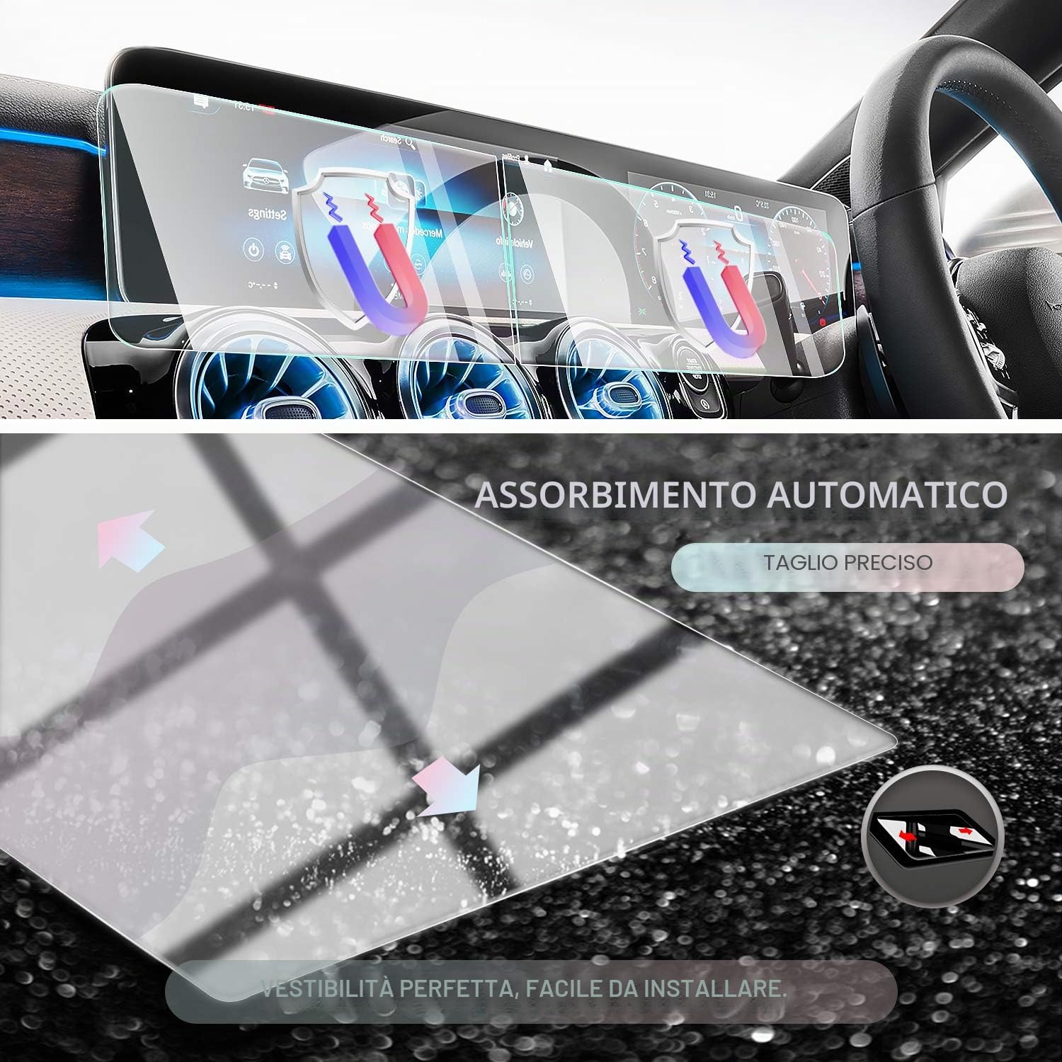 CDEFG Mercedes GLA H247 GLB 2020-2024 2025 Car Navigation Glass Pellicola protettiva 9H Scratch Resistant GPS Proteggi Schermo Trasparente Screen Protector GLA GLB Auto Accessori
