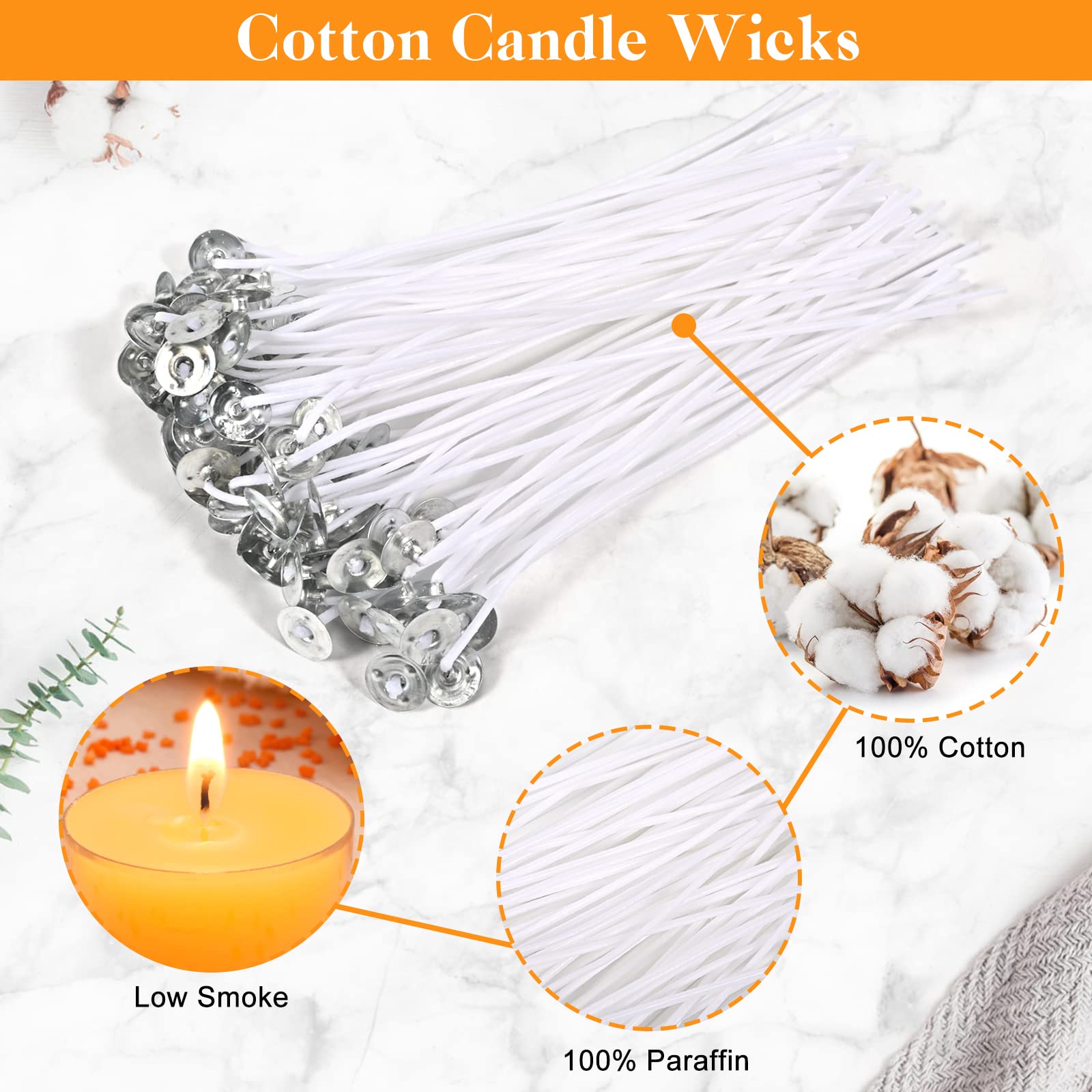 Kit Fabrication Bougies DIY - 150 Mèches Coton (8/10/15 Cm), 2 Supports Centrage, 160 Autocollants - Pour Créer Vos Bougies Maison