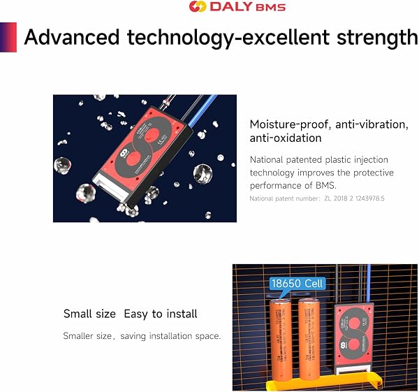 DALY 3S-24S BMS da 15A a 200A Scheda di protezione con filo di bilanciamento e sensore di temperatura per pacco batterie al litio (Li-ion 13S 48V, 20A) - 5