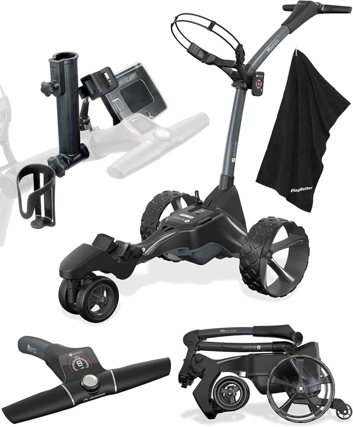 Motocaddy M7 Electric Golf Push Cart with Remote Control Accessories