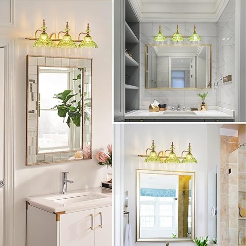 Miniatura 40 de HDDFL Luces de tocador de baño, accesorios de iluminación sobre espejo de latón mate, 3 luces de tocador, apliques de pared modernos para Cobrizo