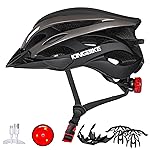 KINGBIKE Bike Helmet for Adult Men Women Youth Road Commute Mountain Cycling Helmets with USB Rechargeable Tail Light Replaceable Inner Pads and Visors Lightweight (BlackTitanium,M/L(20.4-22in)
