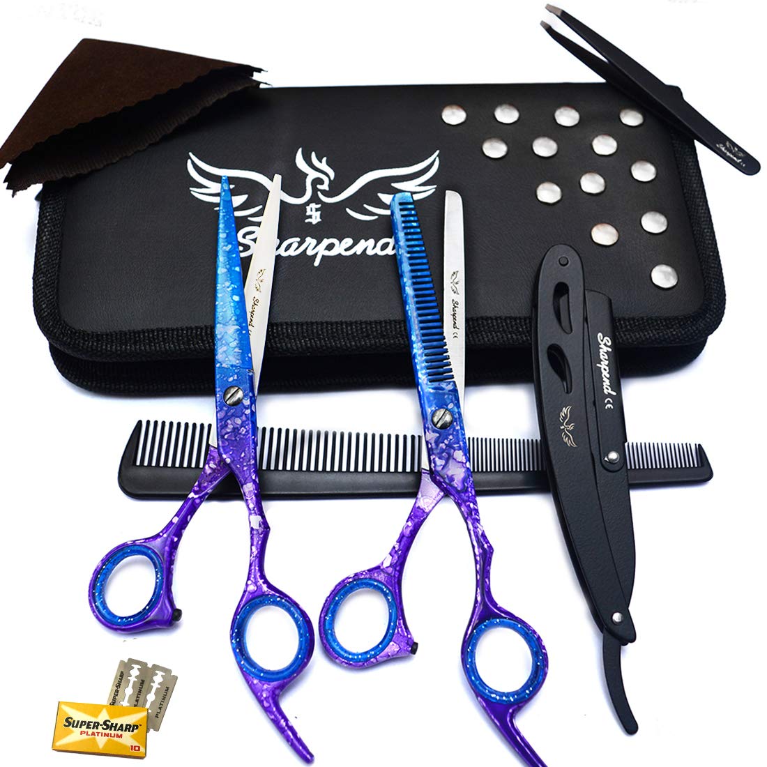 Professional Haircutting Scissors Kit – 5.5 inch Razor Edge Barber Scissor, Japanese Haircutting Scissors and Thinning Shears for Men, Women & Kids, Salon and Home Hair Cutting Set
