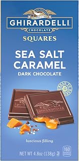 Ghirardelli Sea Salt Caramel Dark Chocolate Squares Bar, 4.8 oz - Rich Slow-Melting Indulgence