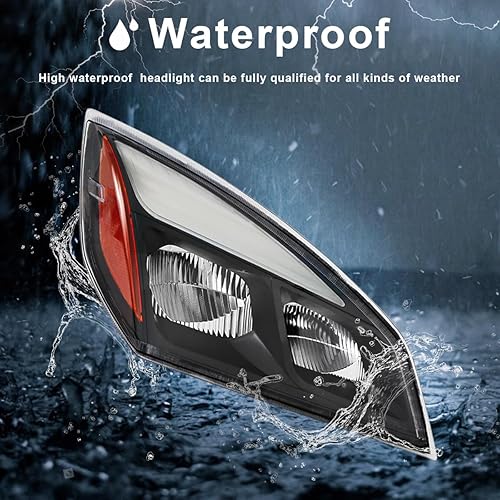 Miniatura 5 de Cascadia - Faros delanteros compatibles con Freightliner 2018-2023, reflector Freightliner Cascadia, juego de pares, carcasa negra