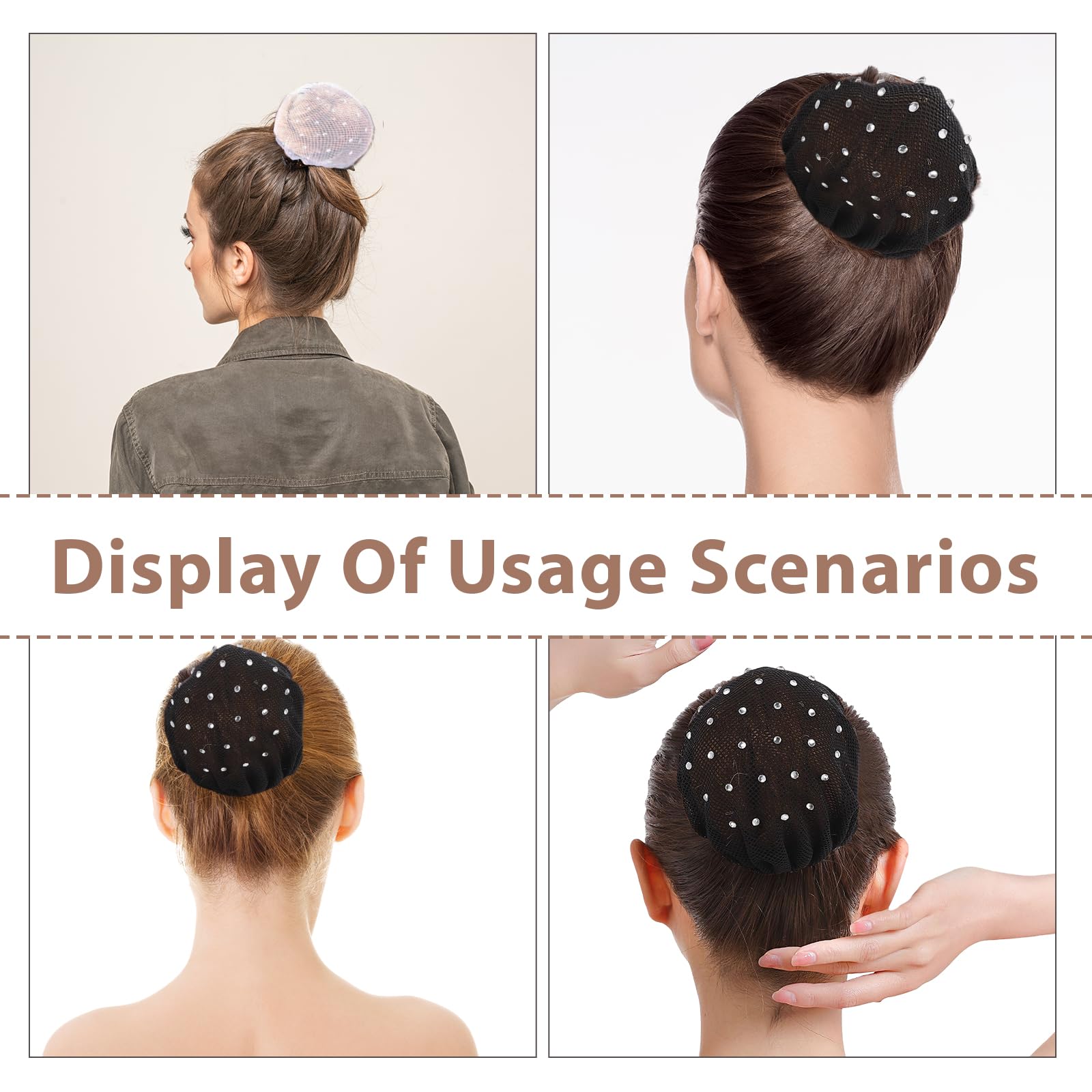 VINZOR Reti per Capelli,Retina per Capelli Chignon,6 Pezzi Retine per Capelli,Retina per Capelli Chignon Bambina,Retine per Capelli Per Hotel,Retina per Capelli Chignon Bambina con Perline