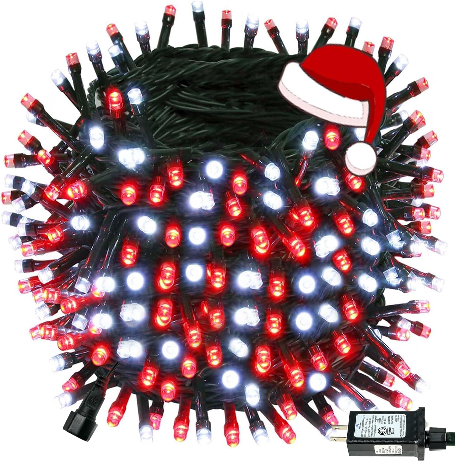 Connectable 88Ft 240LED Christmas String Lights Outdoor Indoor, Red&amp;White
