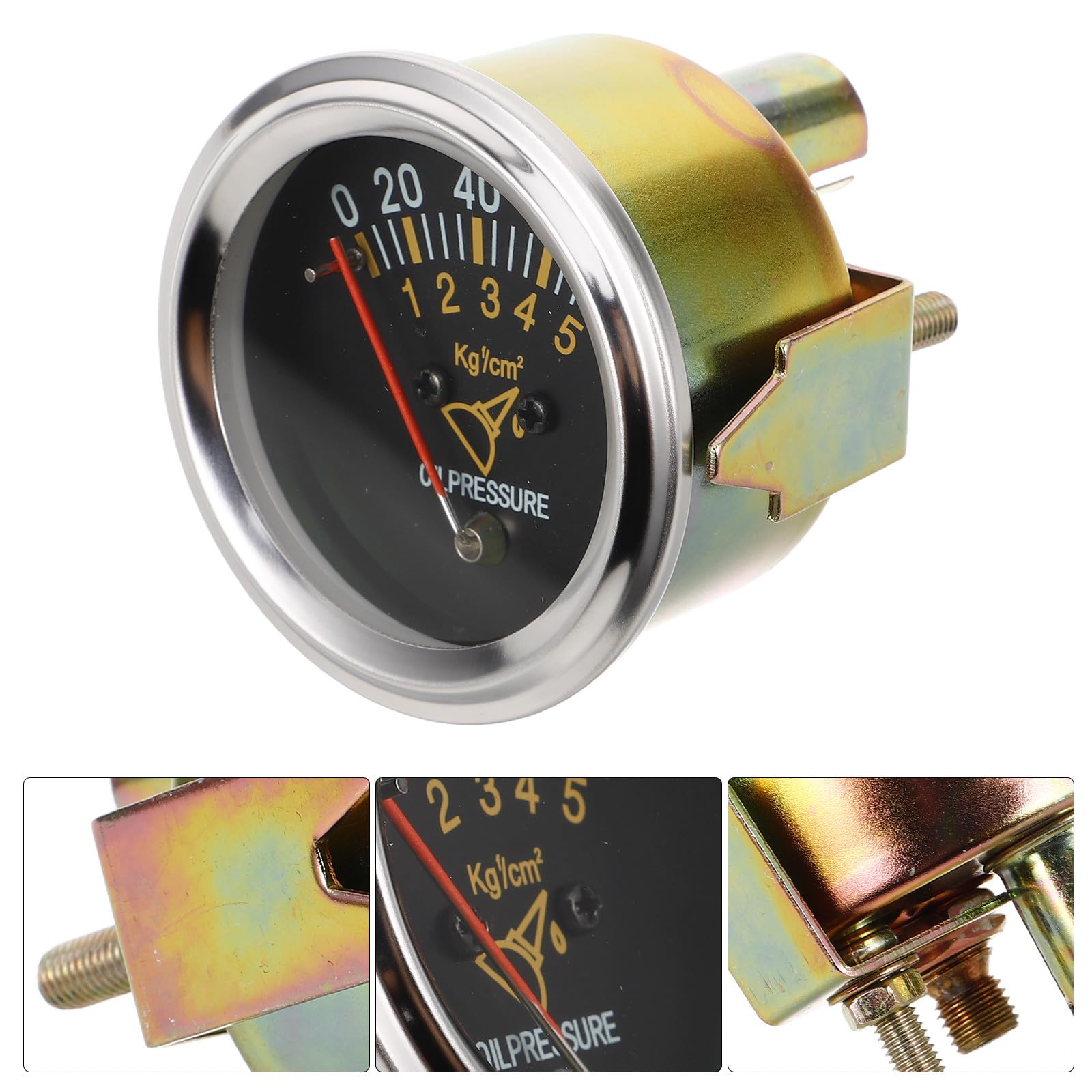 NUOBESTY Huile Exacte Manomètre Mécanique Voiture 52mm pour Pression Métal Corps en Noir, Mesure Précise et Lecture Jauge D'huile pour Véhicule