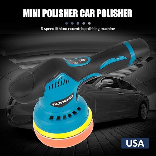 Miniatura 2 de Pulidora inalámbrica de coche con 2 baterías de 12 V 2.0 Ah y cargador, 8 velocidades ajustables recargable de mano herramienta de cera para