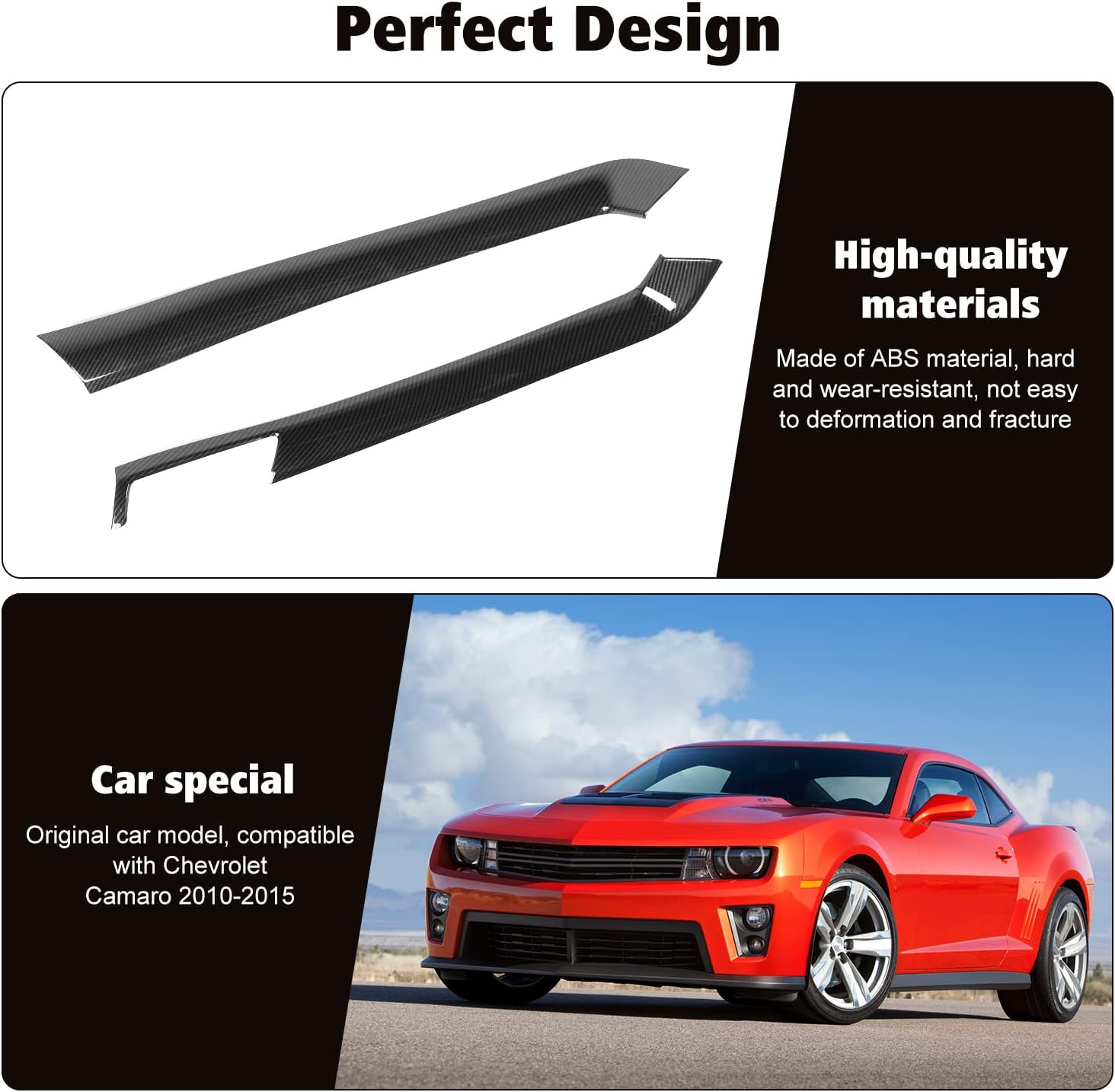 RT-TCZ Carbon Fiber Center Console Gear Shift Panel Side Trim Cover Interior Accessories Decoration for Chevrolet Camaro 2010-2015