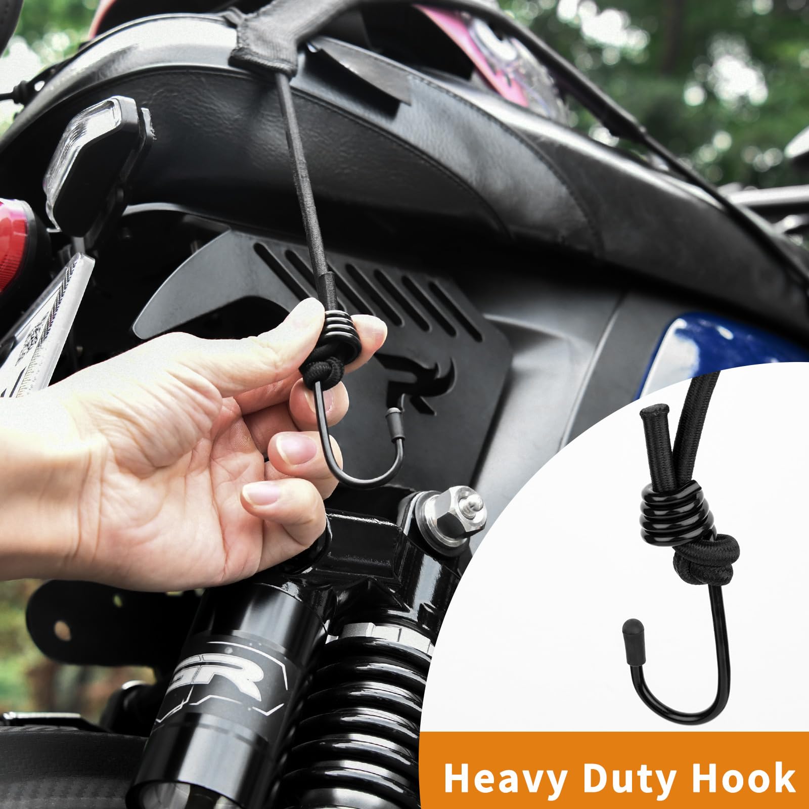 Cosmos 2-Pack Motorcycle Cargo Nets - 3-Layer Elastic Helmet Storage Nets With Hooks