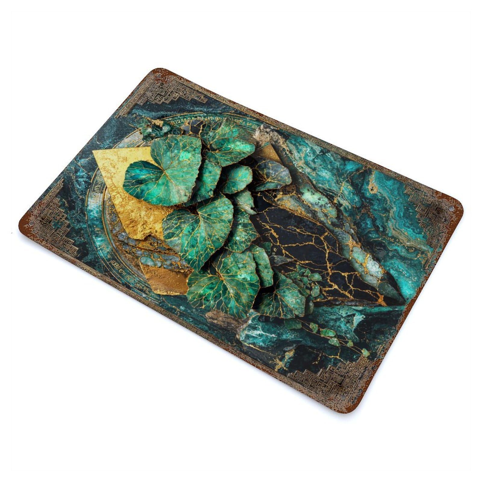 Mystic Bloom of The Golden Depths Vintage Wall Sign 11.8"x7.9", Rust Effect Metal Decor for Cafe, Home Bar And Lounge Decor