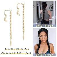 Vista 78 de BARSDAR Extensión de Cola de Caballo Trenzada de 30 Pulgadas de Largo - Extensiones de Cabello de Cola de Caballo Trenzada Rubia Recta Envolvente