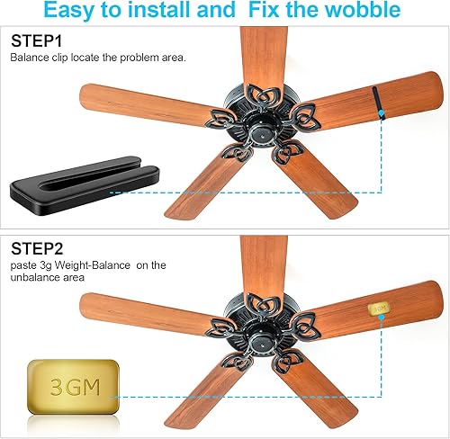 Miniatura 4 de HFYHWT Kit de equilibrio de aspas de ventilador de techo, juego de 3 juegos de equilibrio de ventilador que incluye 3 clips de equilibrio de