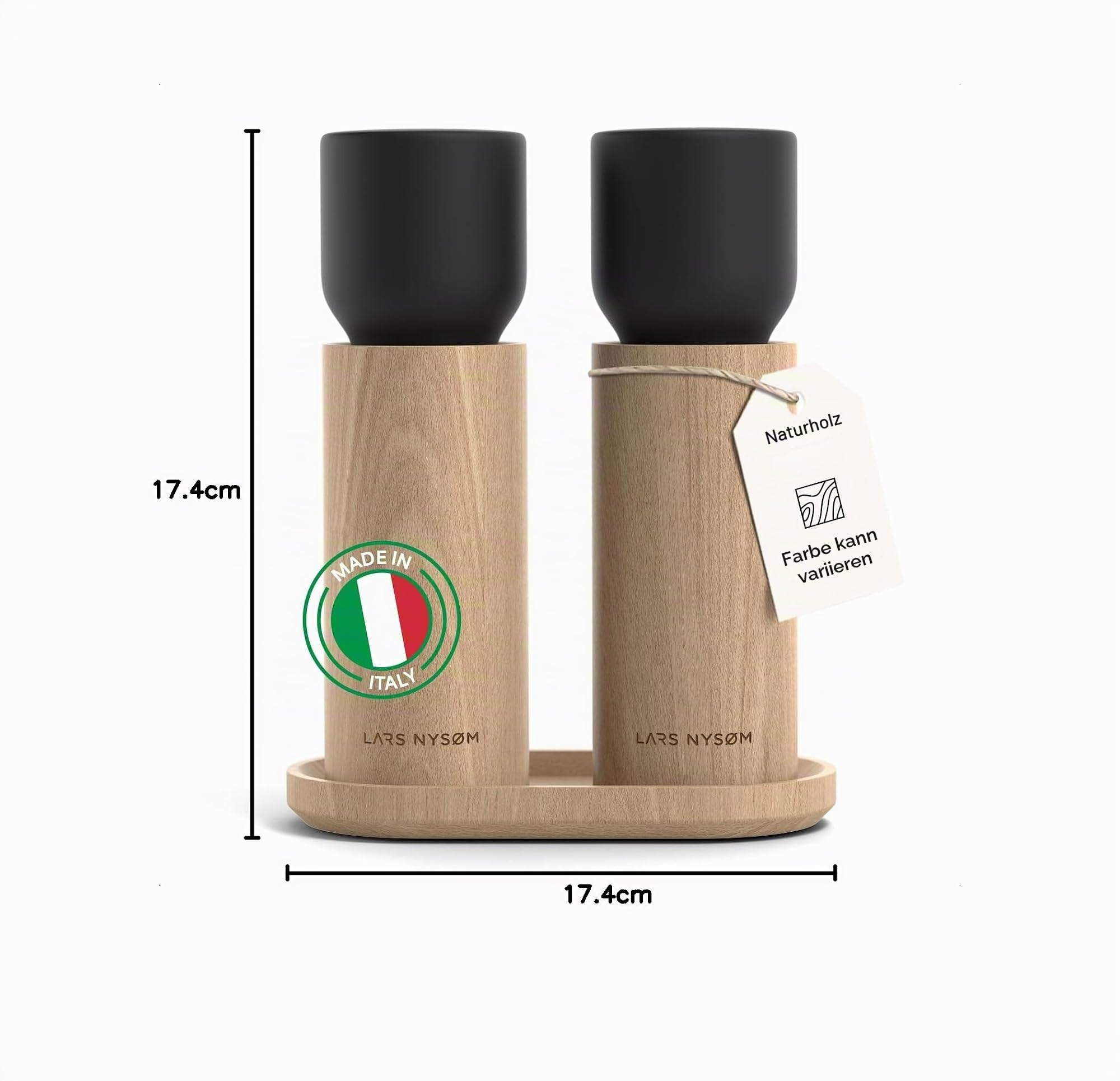 LARS NYSØM Salz und Pfeffermühle Holz Set - Manuelle Mühlen Keramikmahlwerk – Ansicht 8