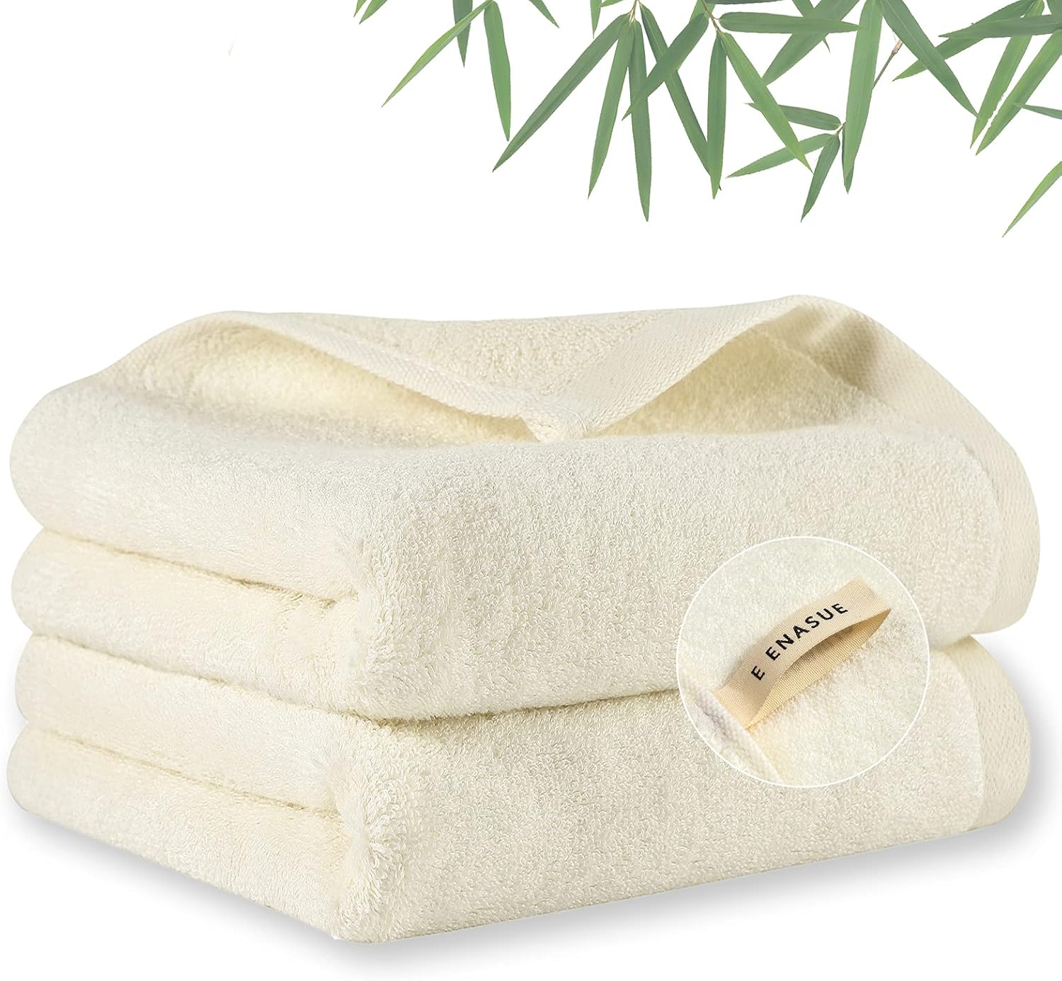 ENASUE Hand Towels with Bamboo Fiber - Bath Hand Towels with Hanging Ring Design Set of 2 Soft & Highly Absorbent for Bathroom