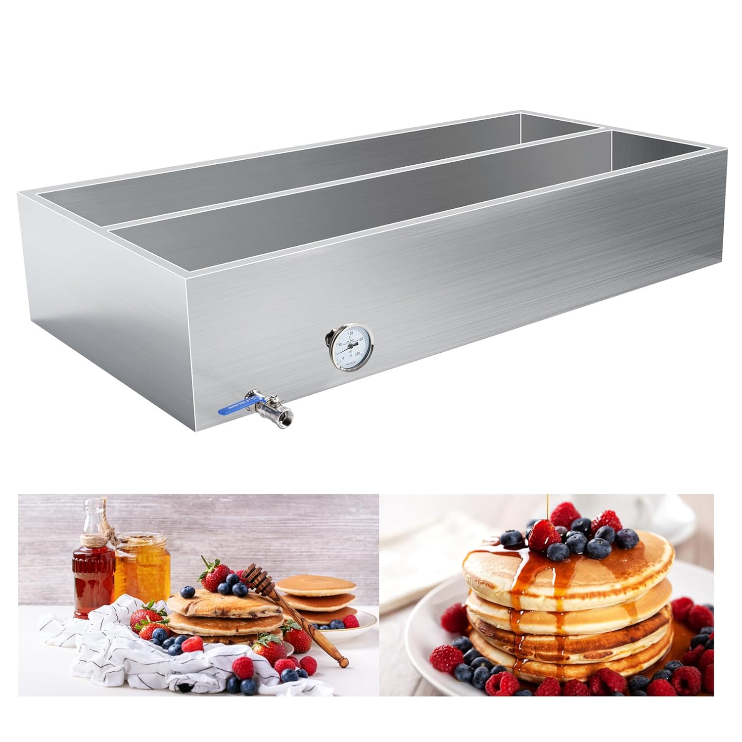 48x24x9.5 Inch Maple Syrup Evaporator Pan,Evaporator Pan for Boiling Maple Syrup with Valve,Thermometer
