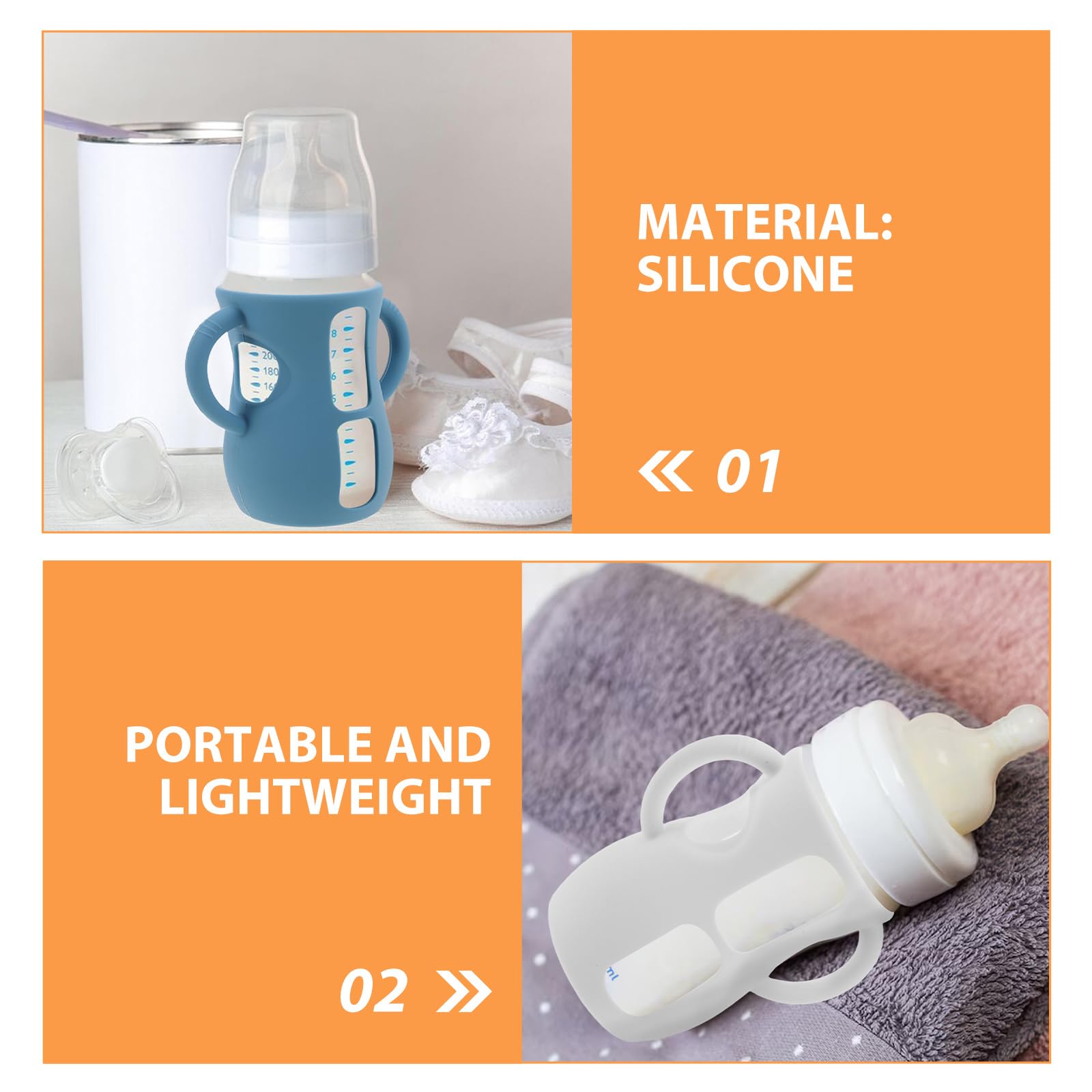 Funda de Silicona para Biberones de 240 Ml con Asas Dobles, 3 Piezas, Azul Marino y Morado, Protector Anticaídas Compatible con Philips, Accesorio para Alimentación y