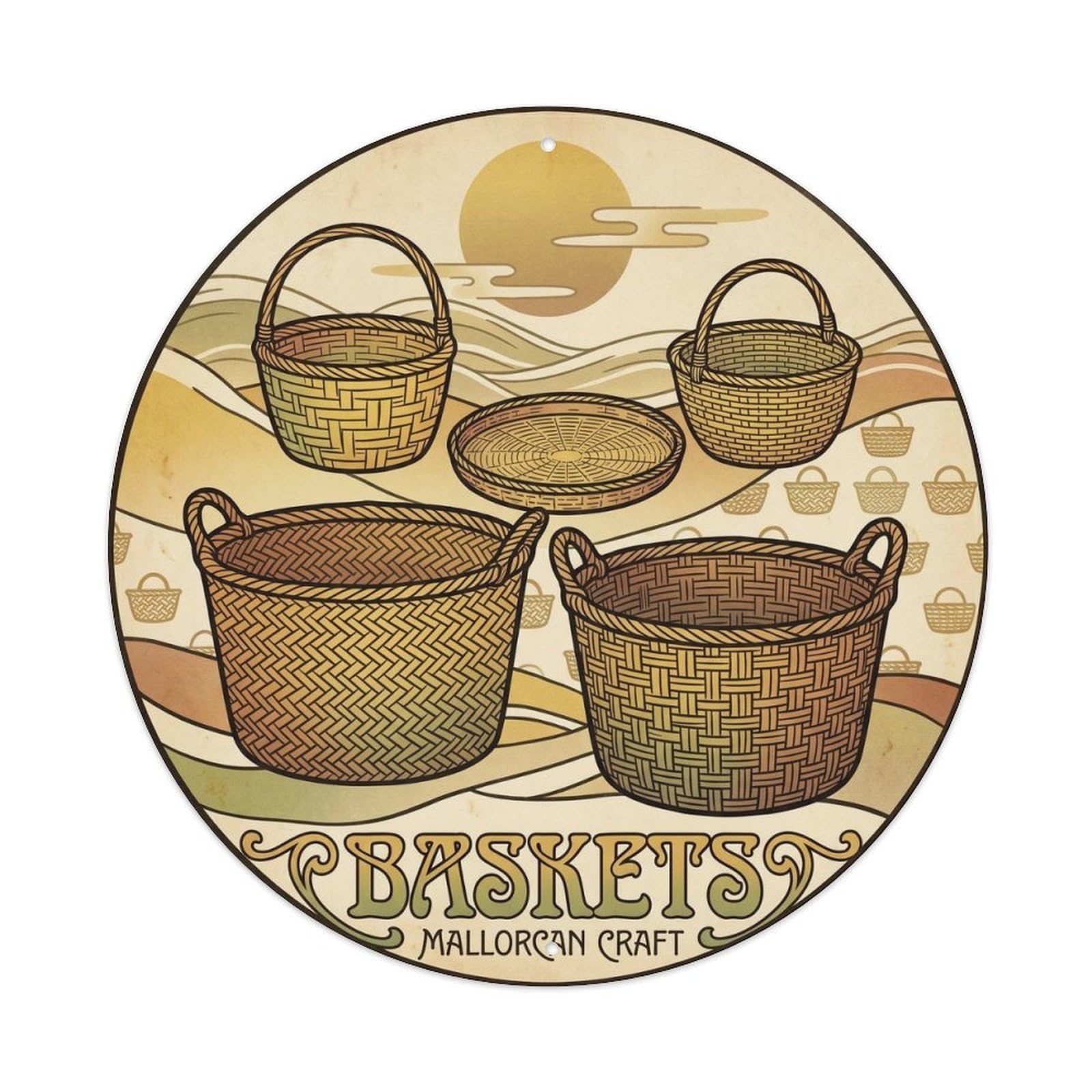 Mallorca Baskets Balearic Travel Mediterranean Coast Metal Tin Sign