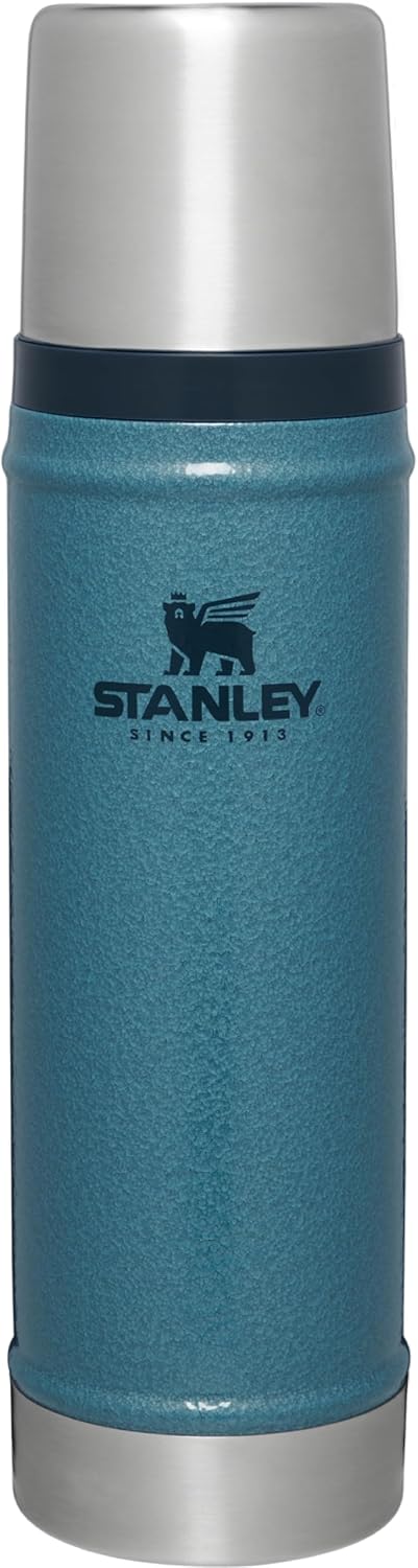 Stanley Classic Vacuum Bottle, 1.2 gal 0.59 L, Hammertone Lake Blue, Water Bottle, Heat Retention, Cold Retention, Stainless Steel Bottle, Recycled Stainless Steel, Water Bottle, Outdoor Gift, Dishwasher Safe
