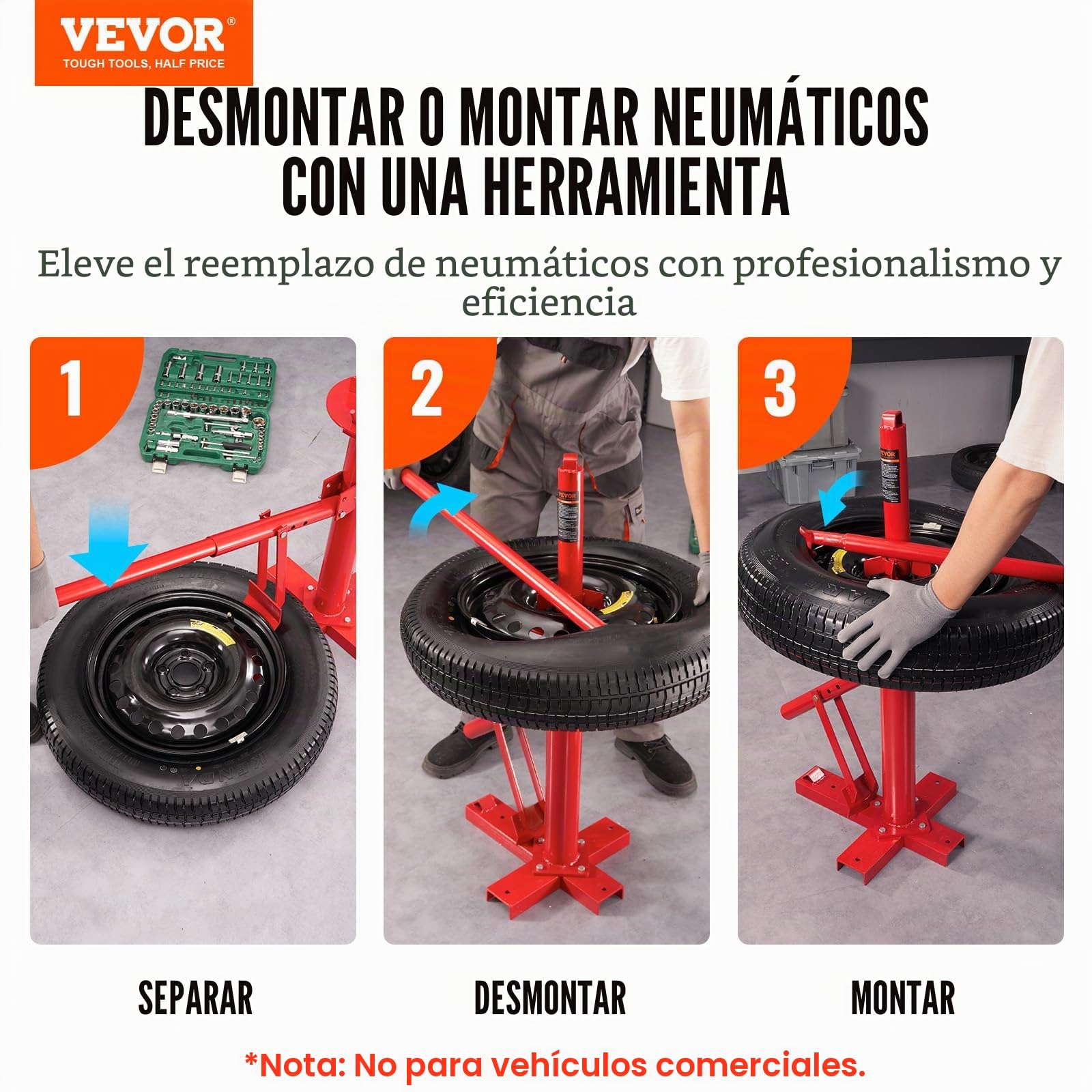 VEVOR Desmontadora de Neumáticos Manual 203-406 mm Herramienta de Desmontadora de Neumáticos de Acero 46×38×94 cm a Prueba de Óxido sin Dañar Llanta para Montar y Desmontar Neumáticos de Coche Camión