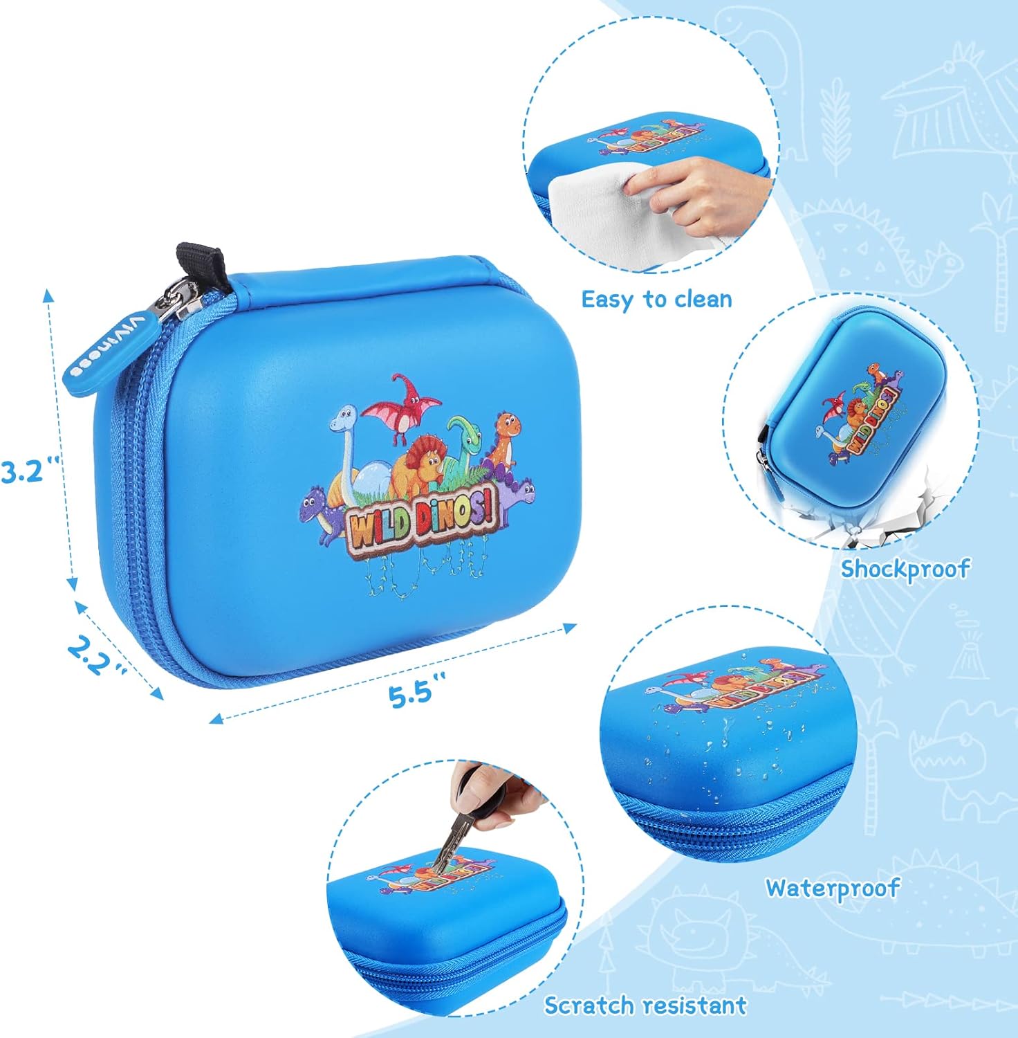 ViViness Kids Digital Camera Cases Compatible with Seckton, Desuccus, Rindol and More Brands Kids Camera, Portable Waterproof Travel Camera Case for Kids Toy, Blue(Cases Only) : Electronics