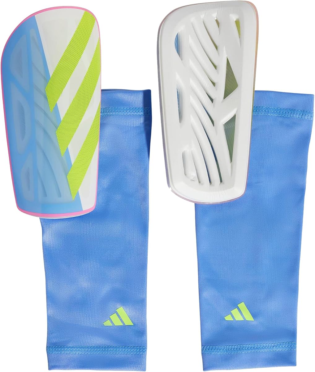 adidas Unisex-Adult Tiro Soft Ground League Shin Guards (Blue Fusion/Lucid Pink/Lucid Lemon, Medium)