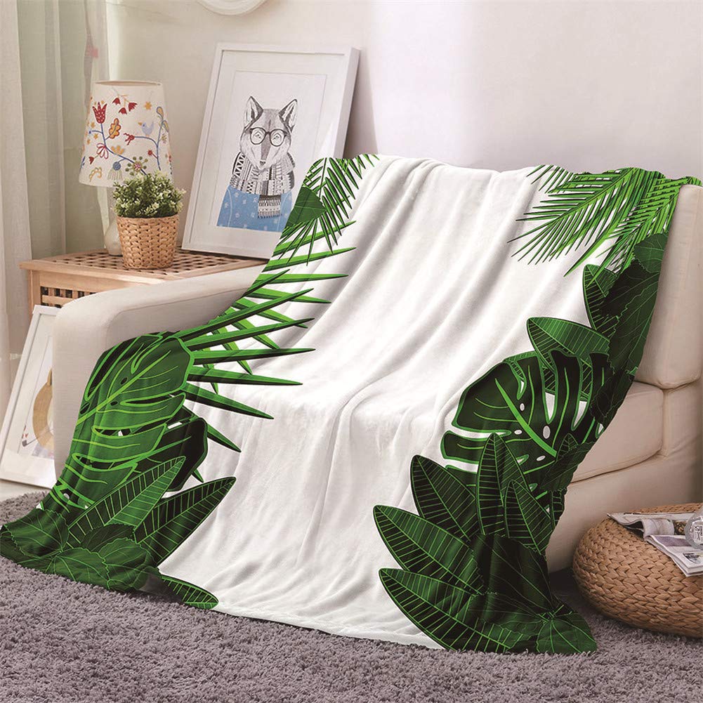 Chickw11 Coperta di Flanella 3D, Stampa Floreale Coperte Flanella Microfibra Morbida Leggera Coperte Comfort Calda Coperta per Divano o Letto Singolo Matrimoniale (Foglie Grigie,100x150cm