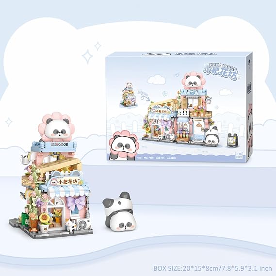 MEIEST Mini City Shop Street View Building Blocks Model Set,Simulation Panda Architecture Collection Particle Construction Building Bricks Toy,Home Decor (Flower Shop)