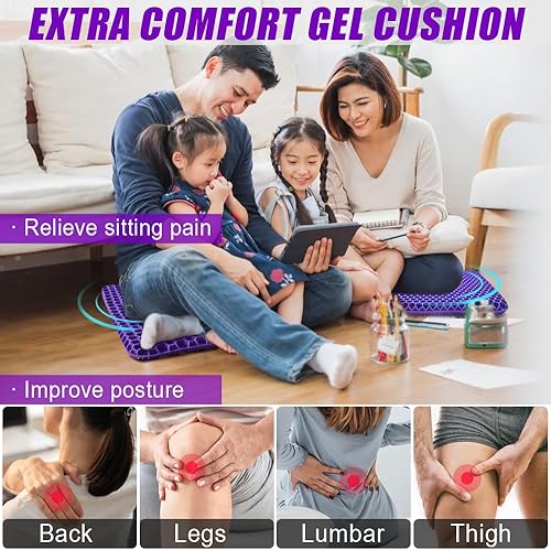 Miniatura 3 de CEECOLES Cojín de gel para asiento de larga duración, cojín de gel para silla de oficina, alivio de presión, espalda, ciática, coxis, almohadilla