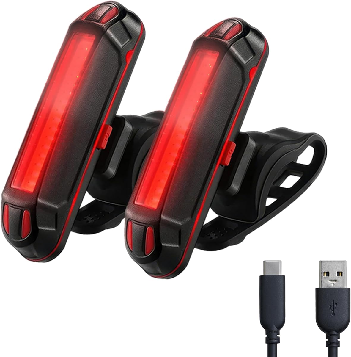 BYKING Rear Bike Light, USB-C Rechargeable Bike Helmet Light, 6 Lighting Modes and Waterproof, Long Lasting Battery Back Light For Bicycle, MTB, Helmet, Scooter, Bag, 2x Bicycle Light Rear.