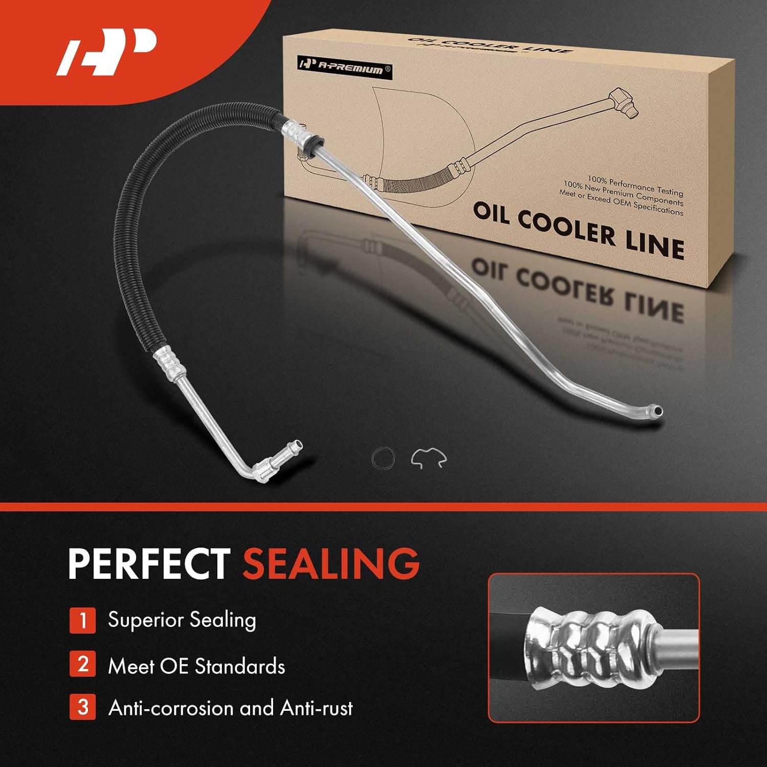 A-Premium Inlet Lower Engine Oil Cooler Line Hose Assembly Compatible with Chevrolet C2500 K2500 Suburban C3500 C3500HD K3500 V8 7.4L