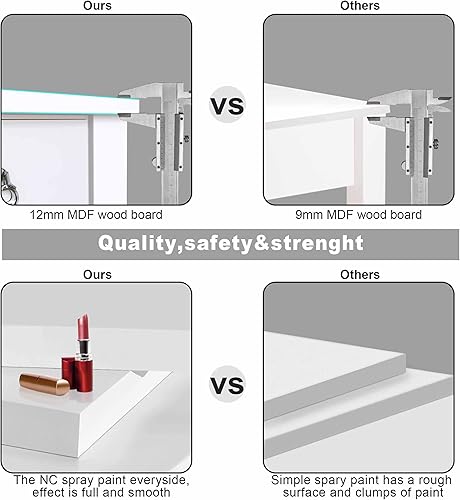 Miniatura 10 de Tocador de maquillaje con espejo abatible, moderno juego de mesa de maquillaje para dormitorio con taburete tapizado y 2 cajones, escritorio con