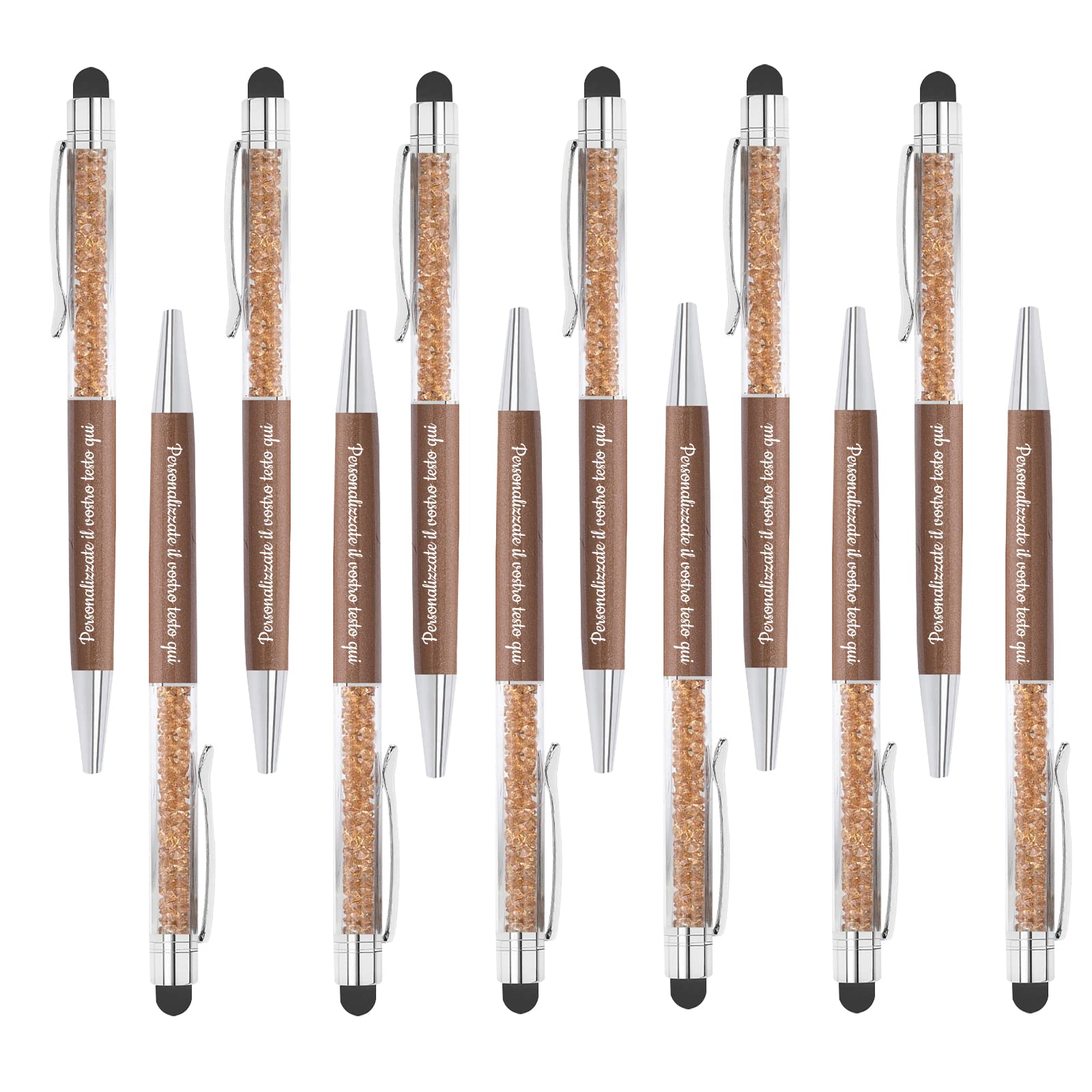 Penna a sfera personalizzata con funzione 2 in 1 con il tuo logo personalizzato o text o URL aziendale per vari tocchi dello schermo, penna con nome inciso personalizzato, inchiostro nero - 96pz