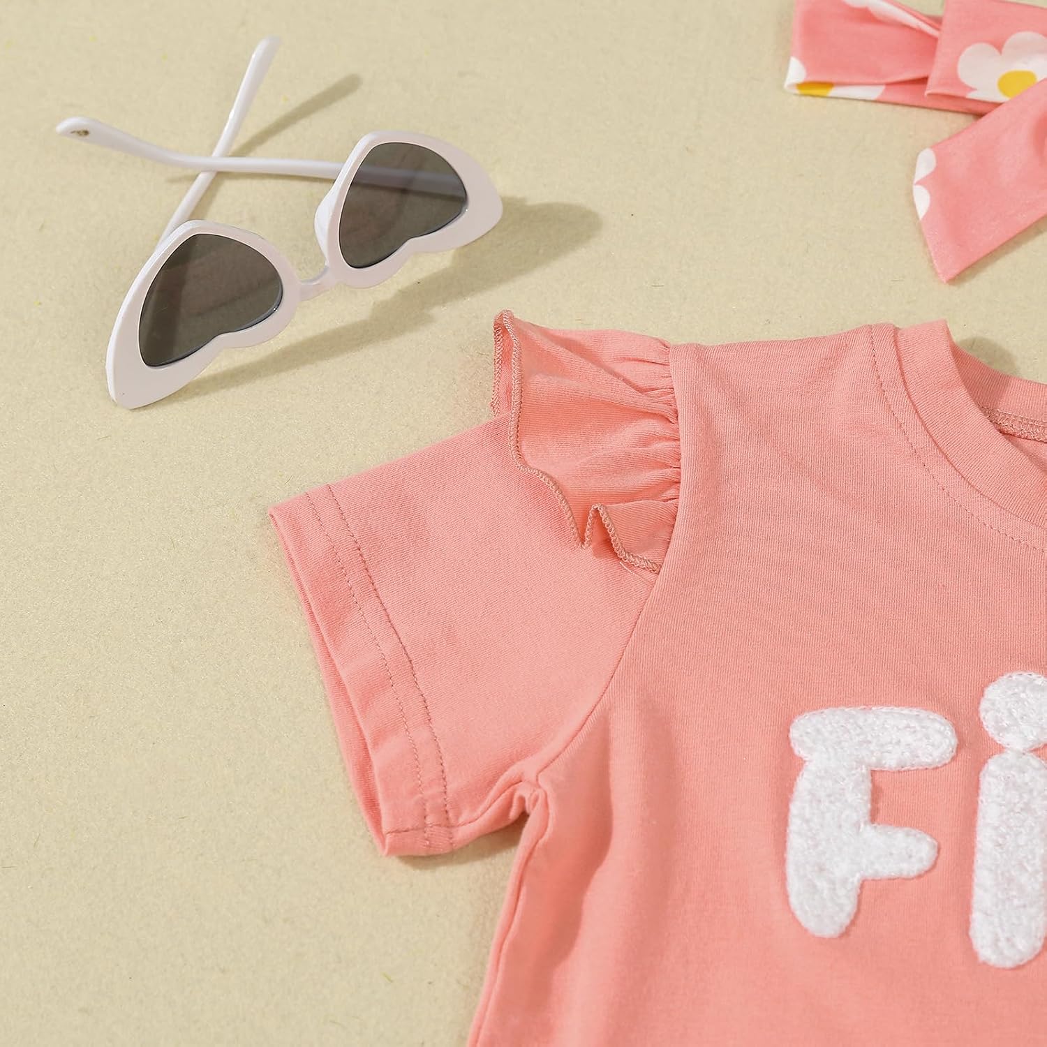 Infant Baby Girl 5th Birthday Outfits Embroidery Five Years Old Shirt Daisy Flare Pants 5th Birthdays Outfit Girls
