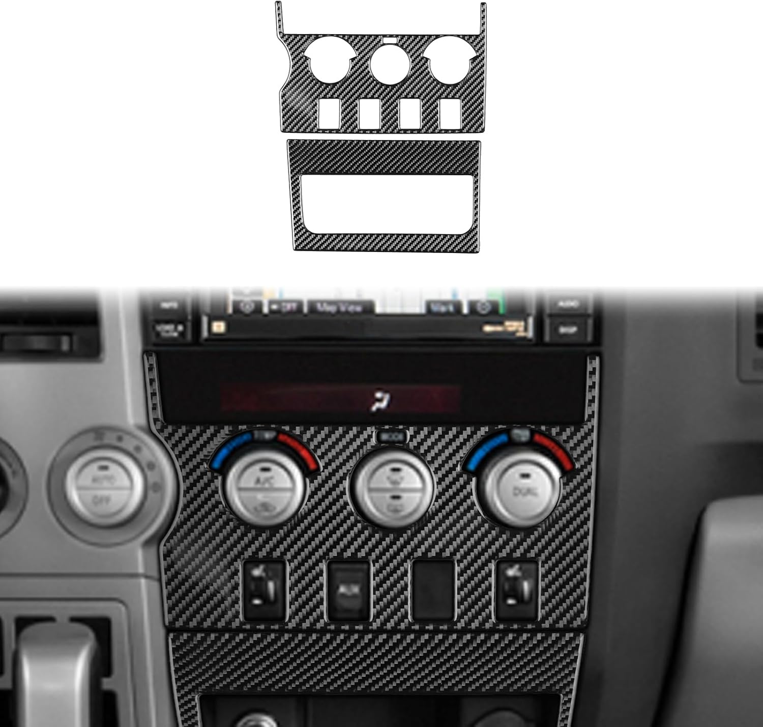 Real Black Carbon Fiber Car Dashboard Central AC Climate Multimedia Control Panel Sticker Set Auto Interior Accessories Compatible with Toyota Tundra(XK50) 2007 2008 2009 2010 2011 2012 2013-B