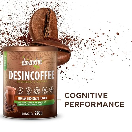 Miniatura 6 de Desincha Desin - Café instantáneo Keto sabor moca chocolate; café 100% arábica, té verde, yerba mate, canela y cacao; bajo en calorías, colágeno,