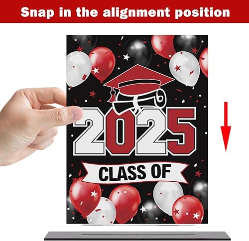 Miniatura 10 de LINGTEER Clase de 2023 - Soporte de mesa de acrílico con globos azules de graduación - Paquete de 2 decoraciones de fiesta de graduación de