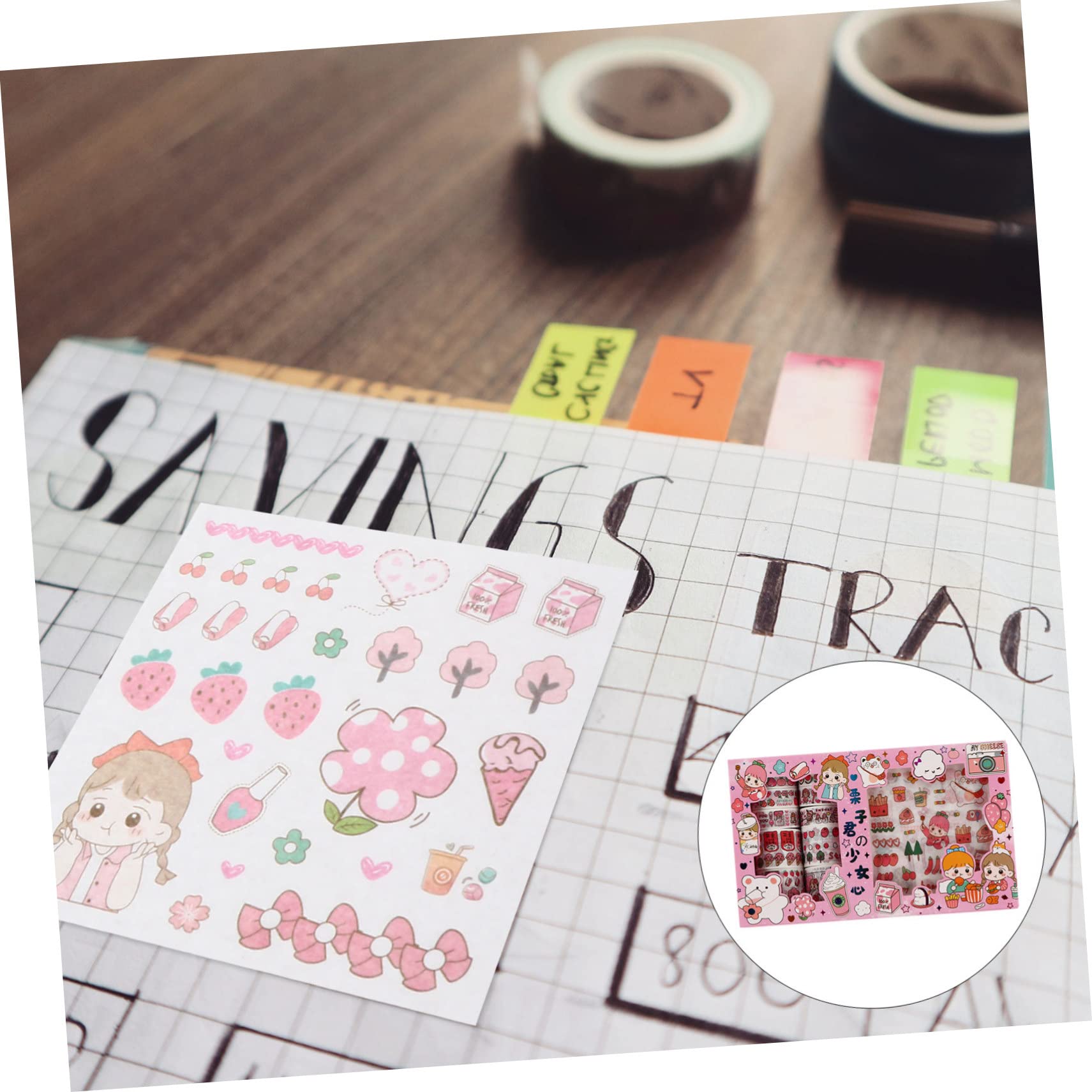 EXCEART 3sets Adesivi Washi Decorativi Per Scrapbooking Di Nastro Autoadesivo Con Motivi Carini Cancelleria Creativa Per Album e Progetti Fai Te
