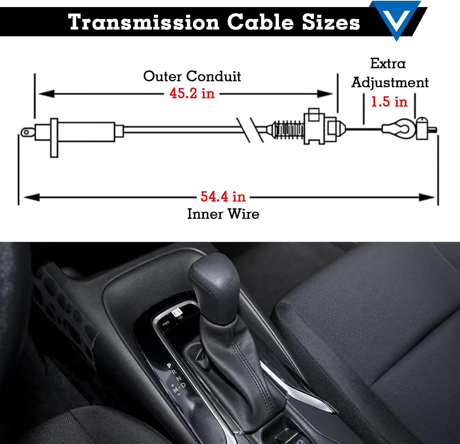 K65552 Transmission Detent Kickdown Cable, New TV Detent Kickdown Cable, Compatible With 1993-2018 GM Transmission 4L60, 1982-1992 TH-700R4/4L60, 1981-1990 TH-2004R Transmission