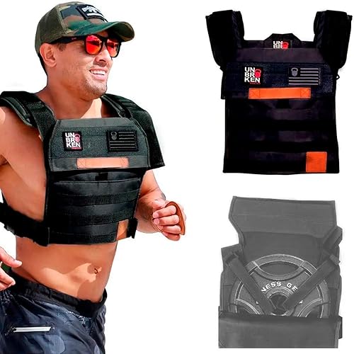 Unbrokenshop.com Adjustable Weighted Vest, WOD Cross Fitness, Weight Plates Carrier