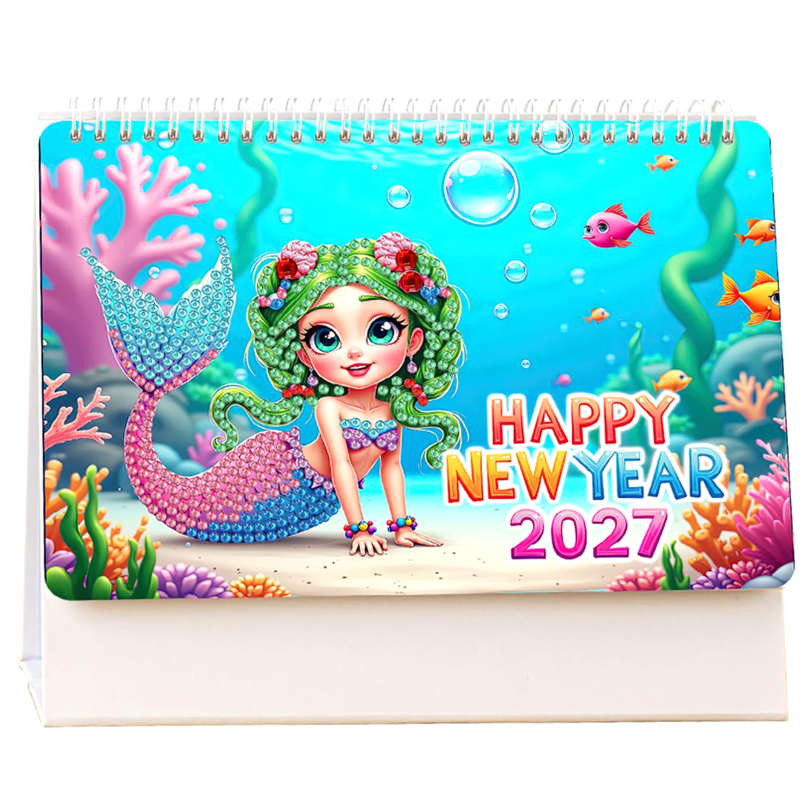 Mermaid 2027 DIY Paper Calendar Set Special Shaped Drill Tabletop Calendar