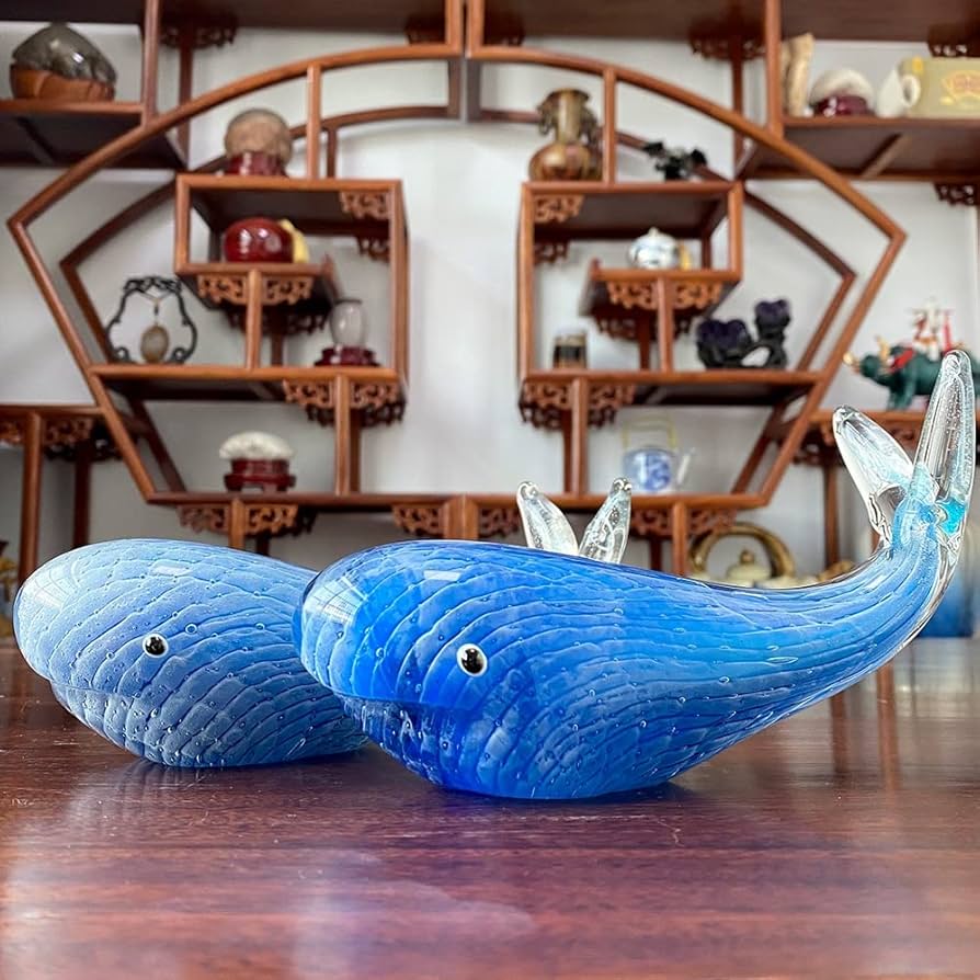 Amazon.co.jp: 装飾品の置物 アート手吹きガラスクジラ置物動物彫刻