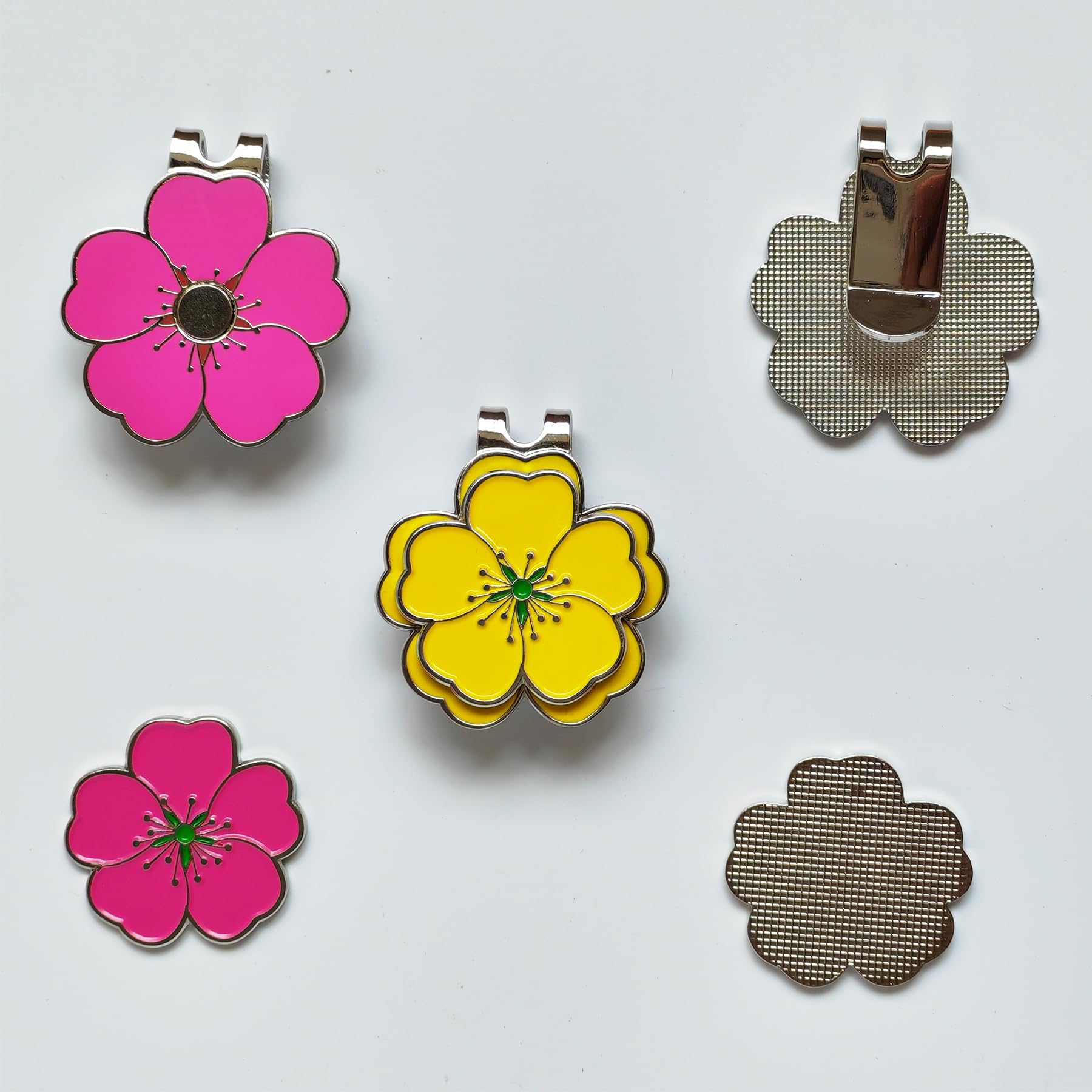 Eshan Golf Ball Marker and Magnetic Golf Hat Clip Set Flower Clover Shape Clips Markers Golf Bag Accessories Court Gift for Men Women Golfer (Flower) - Image 3